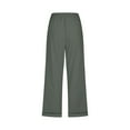 thumbnail image 4 of YUGYXL Cotton Linen Pants for Women Plus Size Capri Pants with Pockets Stretch Waist Drawstring Outdoor Summer Pants Army Green XL, 4 of 6