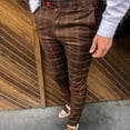 thumbnail image 2 of Outfmvch Joggers For Men Mens Jeans Men'S Casual Plaid Print Party Suit Pants Feet Pants With Pockets Men'S Pants Brown L, 2 of 8