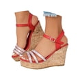 thumbnail image 3 of Xijirk Sandals Women Adjustable Buckle Strap Shiny Trim Elevated Sole Sandals Soft Summer Casual Sandals,6, 3 of 8