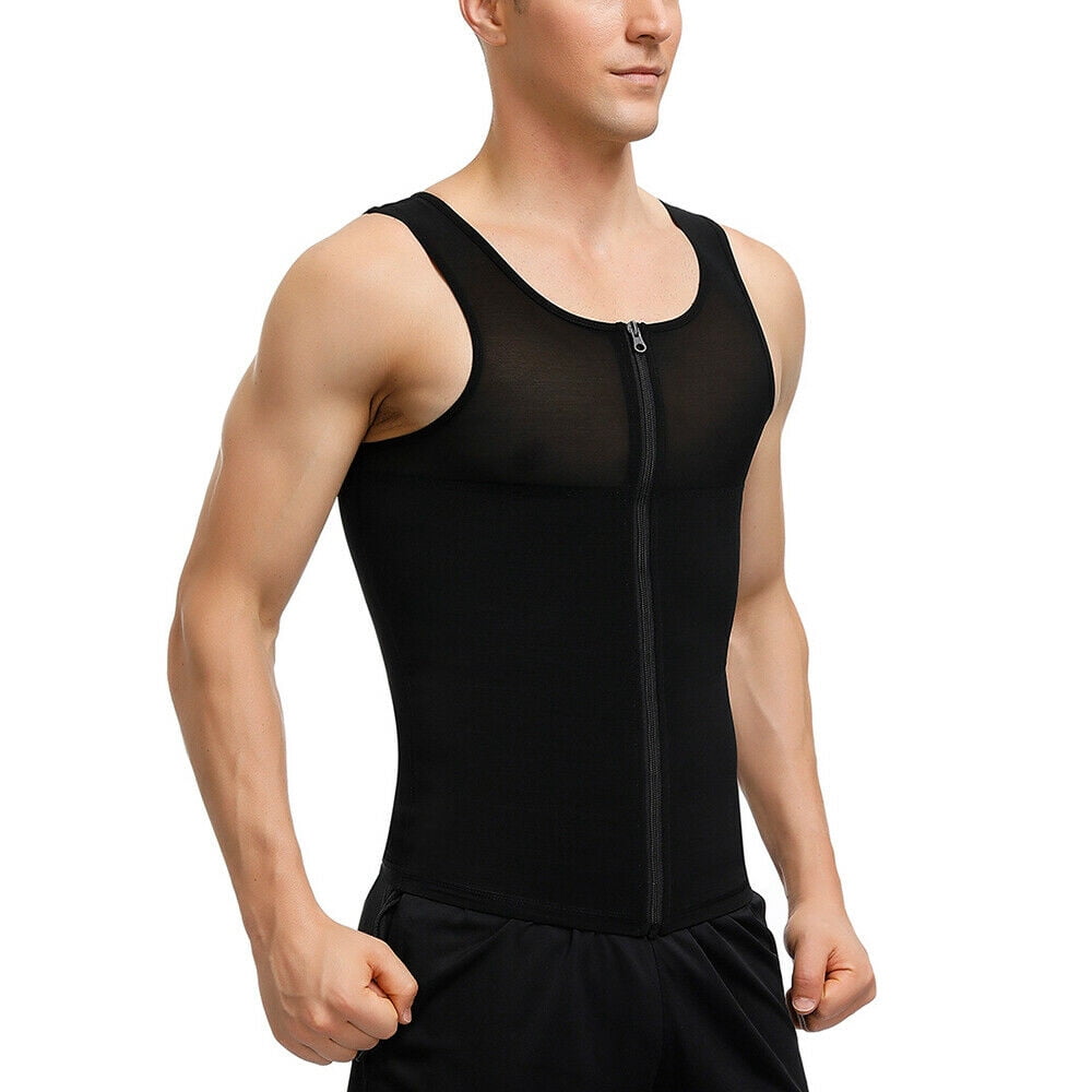 Lilvigor - Mens Zipper Slimming Body Shaper Vest Chest Compression ...