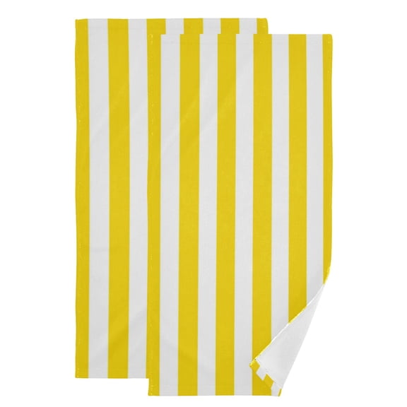 Yellow-white Narrow Stripes Hand Towel Absorbent Bath Towels for Bathroom Sports Gym 28" x 14" Set of 2