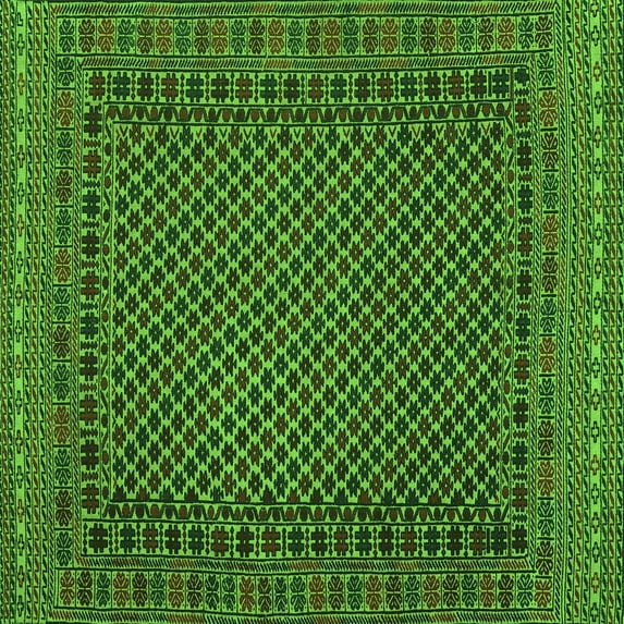 Ahgly Company Indoor Square Southwestern Green Country Area Rugs, 5' Square