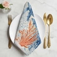 thumbnail image 2 of Blue Coastal Whale Cloth Napkins, Rustic Nautical Coral Starfish Leaves Washable and Reusable Dinner Napkins Set of 6, Table Napkin for Kitchen Party Birthday Wedding Hotel Housewarming 20"x20", 2 of 9