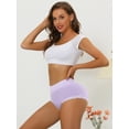 thumbnail image 4 of DARING DIVA Women's Cotton High-Lace Trim Tummy Full Coverage Brief Panties L Purple, 4 of 6