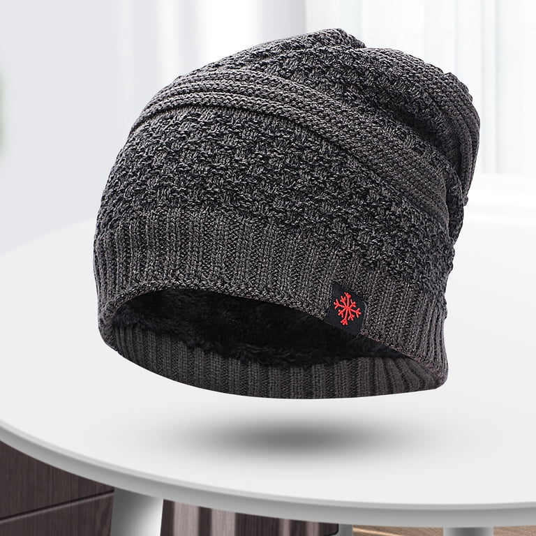 Knit Beanie Winter Hat, Thermal Thick Polar Fleece Snow  display picture 2