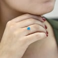 thumbnail image 3 of Gem Stone King 10K Rose Gold Blue Simulated Opal Solitaire Engagement Ring for Women (0.30 Cttw, Round Cabochon 6MM, Gemstone October Birthstone, Size 8.5), 3 of 5