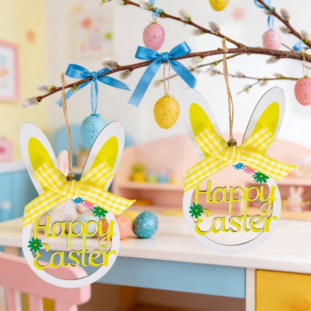 Spring Decoración del hogarations,Wooden Decorations for Easter Party Decorations Decoración del hogar
