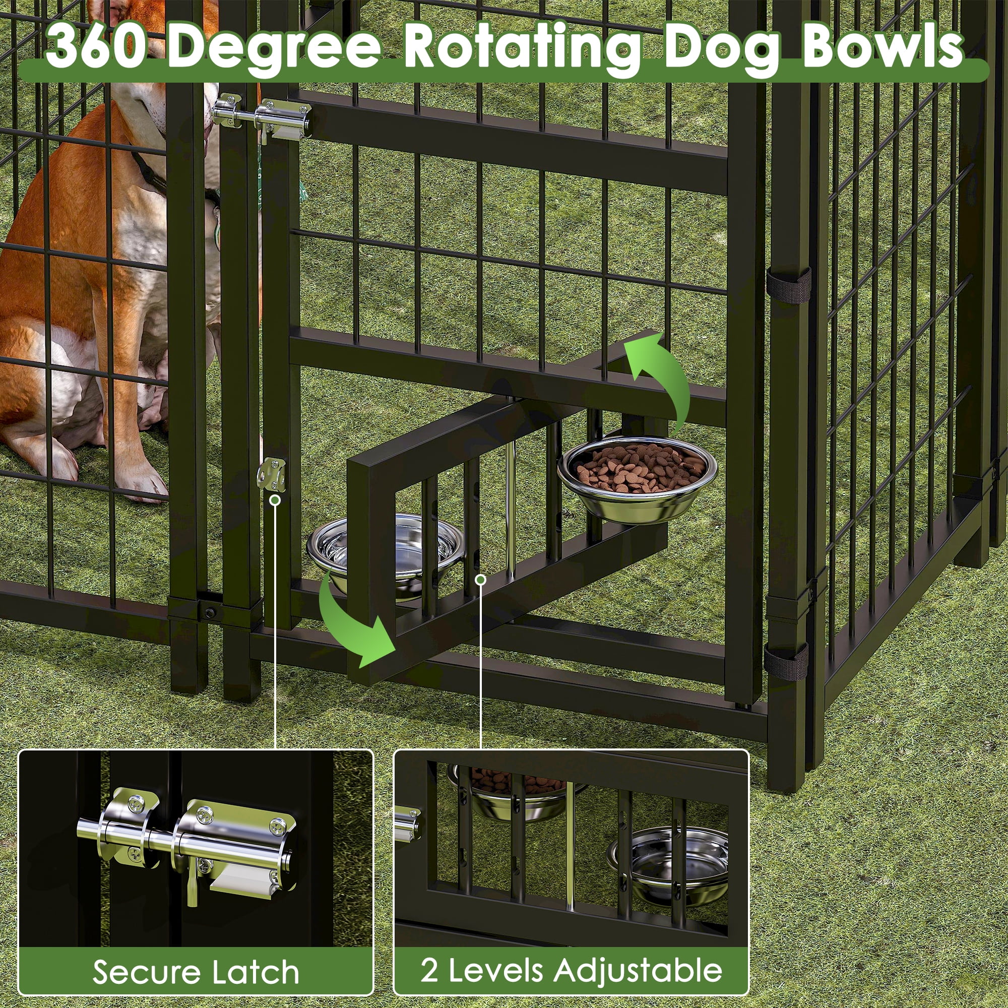 Timagebreze Heavy Duty Outdoor Dog Kennel, Welded Steel Wire Playpen with UV-Resistant Roof & Lock for Large Dogs,8x4x6 FT
