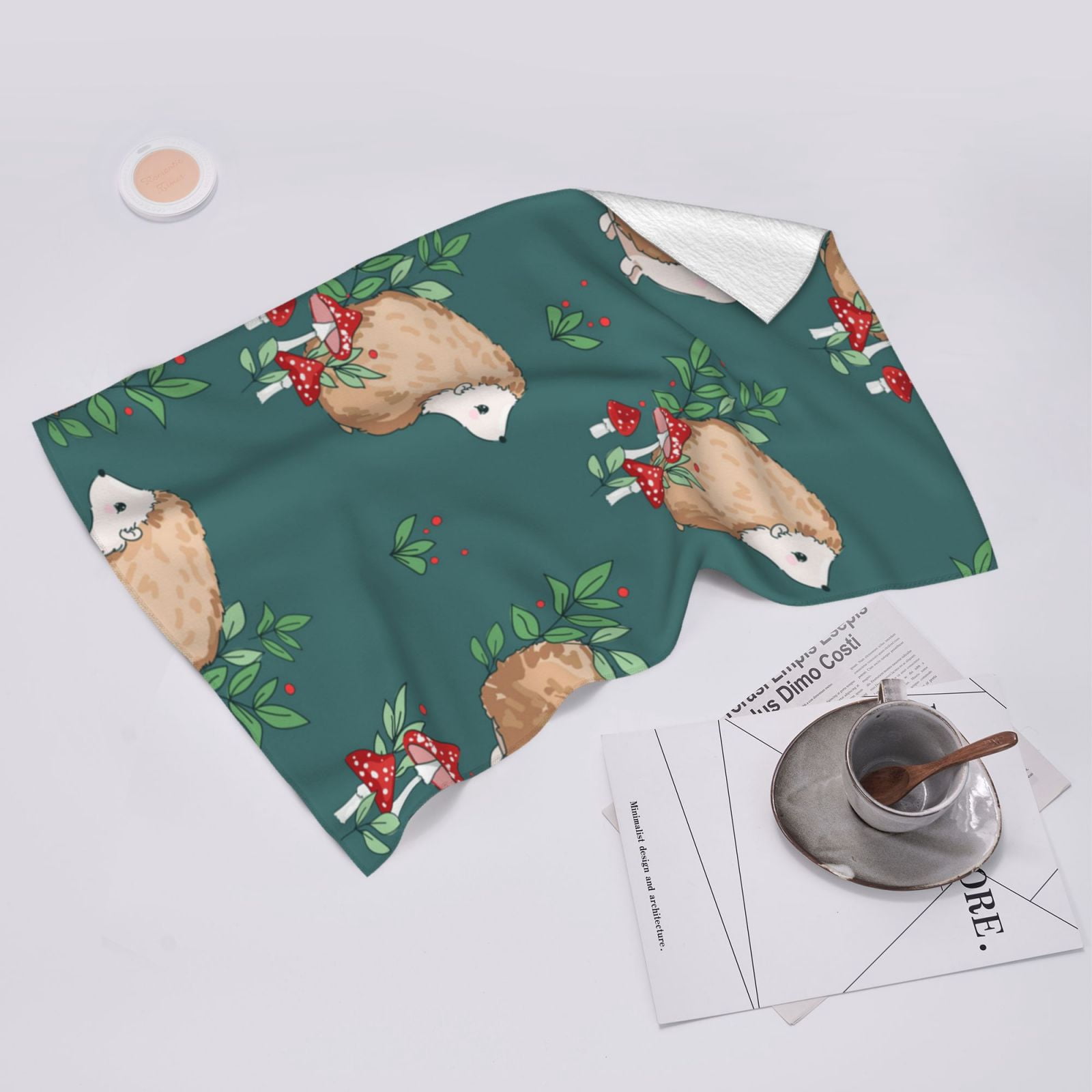 Baby Hedgehog Mushroom 27.5" x 16" Ultra Soft Hand Towel, Face Wash Cloth for Bathroom, Gym, Travel, Pool