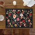 thumbnail image 2 of Watercolor Flowers Placemats for Dinning Table Set of 6, Farmhouse Floral Vintage Black Burlap Kitchen Place Mats Waterproof Cloth Table Mats, Indoor Outdoor Placemats Easy Clean Dinner Decor, 2 of 8