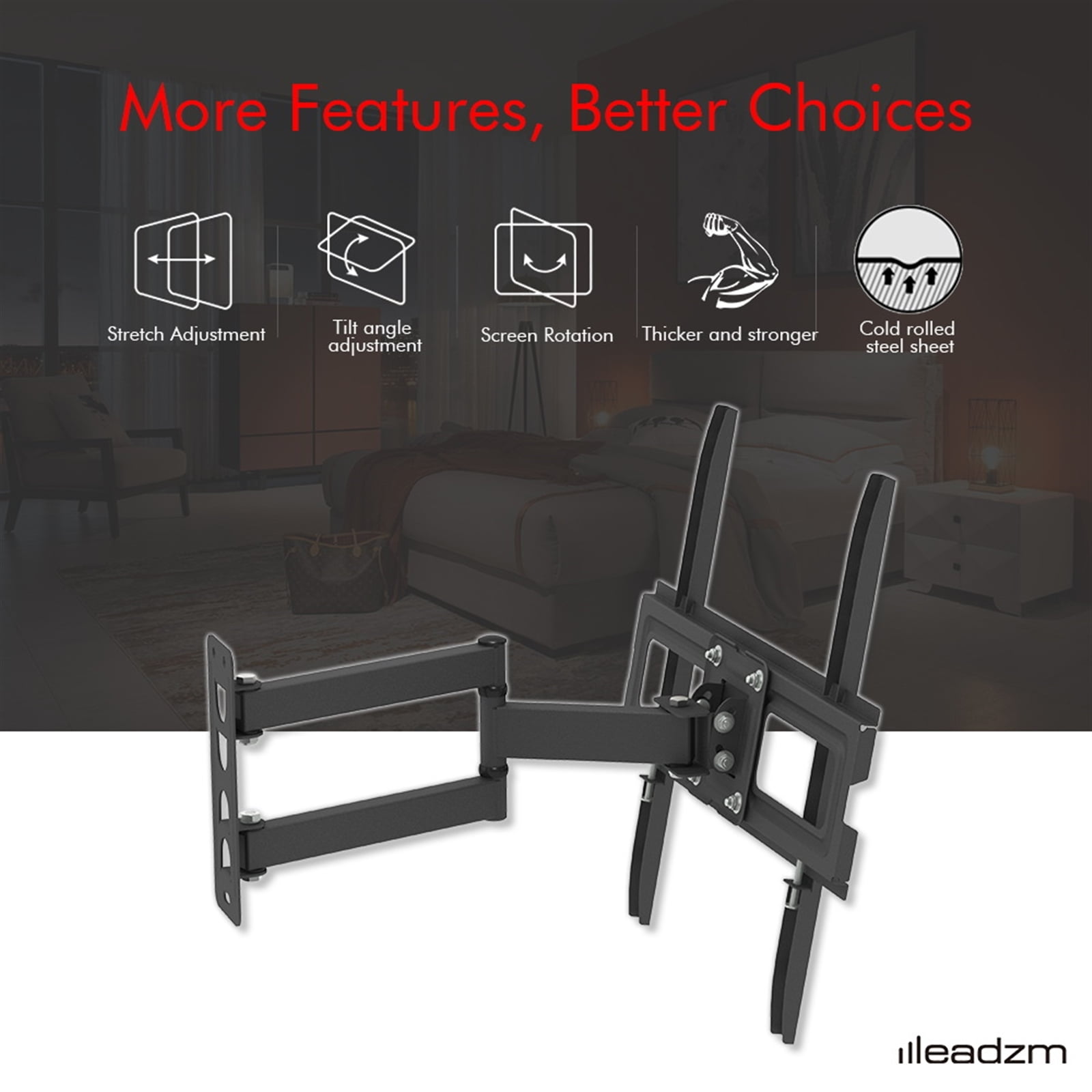 Single Pendulum Small Base TV Stand,TV Wall Mount for 32-65" Inch TV,TV Mount with Tilt, Fits 16inch Studs,Max VESA 400X400 mm
