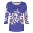 thumbnail image 4 of Camisetas de Manga Corta para las Mujeres Retro Cuello Redondo Pascua Impreso Suelto Top, Ligero Poliéster 3/4 Camiseta de Manga para el Desgaste Casual, Diario Y de Primavera, 4 of 4