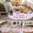 thumbnail image 6 of Round Area Rug 3ft, Easter Rabbit Colorful Eggs Non-Slip Non-Shedding Floor Mat, Spring Tulip Flower on Purple Washable Sturdy Carpet for Living Room Bedroom Home Decor, 6 of 9