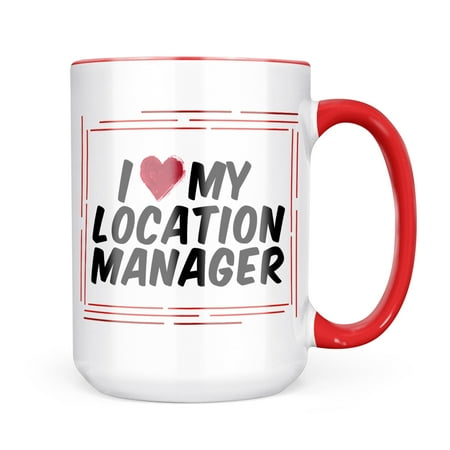 

Neonblond I heart love my Location Manager Mug gift for Coffee Tea lovers