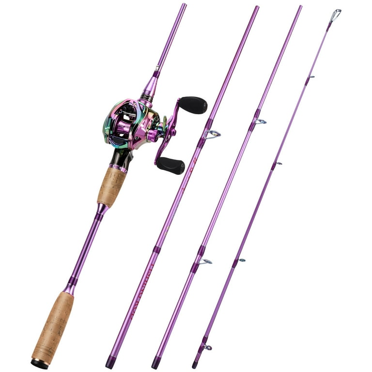 Sougayilang Spinning/Casting Fishing Rod and Reel Combo Carbon Fiber  Protable 4 Piece Fishing Pole Set