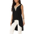 thumbnail image 4 of INSPIRE CHIC Women's Asymmetrical Tops Sleeveless V Neck High Low Hem Flowy Blouse, 4 of 5