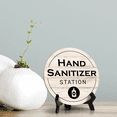 thumbnail image 2 of Round Hand Sanitizer Station, Light Wood Color Bathroom Table Sign with Acrylic Easel (5 x 5"), 2 of 3