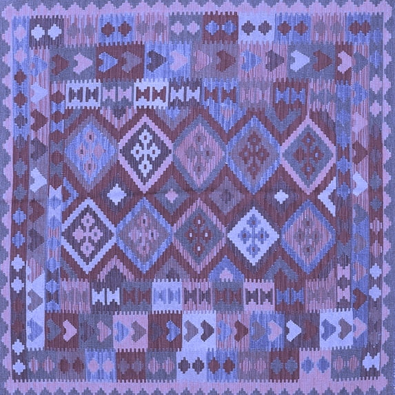 Ahgly Company Indoor Square Oriental Blue Traditional Area Rugs, 8' Square