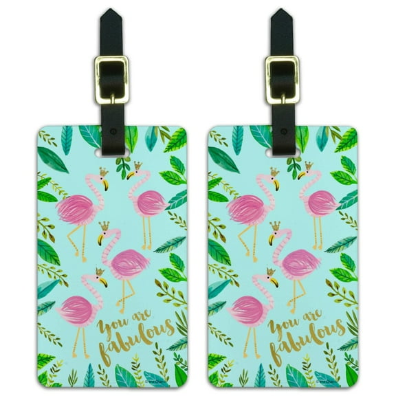 You are Fabulous Flamingos Princesses Crowns Luggage ID Tags Suitcase Carry-On Cards - Set of 2