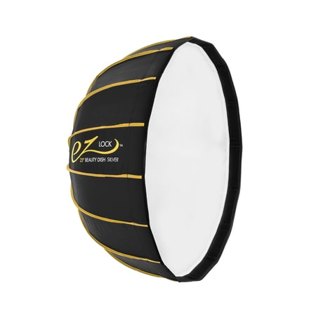 Glow EZ Lock 25 Collapsible Silver Beauty Dish Softbox with Bowens Mount Speedring and Deflection Disk 16 Ribbed Design Soft Box with Silver Interior for Perfect Lighting Beauty