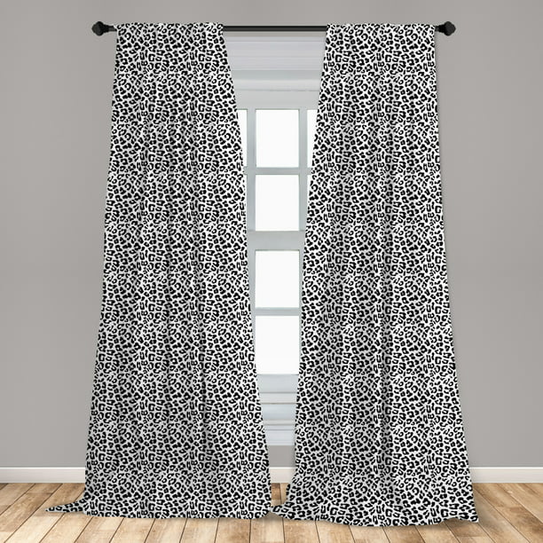 Leopard Print Curtains 2 Panels Set, Black and White Graphic Style Wild Jungle  Animal Abstract Skin with Spots, Window Drapes for Living Room Bedroom,  Black White, by Ambesonne 