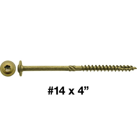 

Jake Sales #14 x 4 Construction Lag Screw Exterior Coated Torx/Star Drive Heavy Duty Structural Lag Screw Far Superior to Common Lag Screws - Modified Truss Washer Head - 100 SCREW COUNT