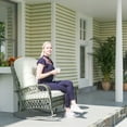 thumbnail image 2 of Outsunny Rattan Rocking Chair with Soft Cushion for Garden, Khaki, 2 of 9