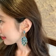 thumbnail image 3 of Rhinestone Leaf Wedding Statement Long Dangle Earrings for Women Bridal Dainty Cubic Zirconia Drop Earring Elegant Tassels Leaves Jewelry Gift Prom Dancing Party Anniversary Birthday Xmas, 3 of 6
