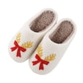thumbnail image 5 of Viluyesy Womens Scuff Slippers Curly Fleece Lined Cat Embroidery Closed Toe Non Slip Warm Soft Indoor House Slides White Size 8.5, 5 of 8
