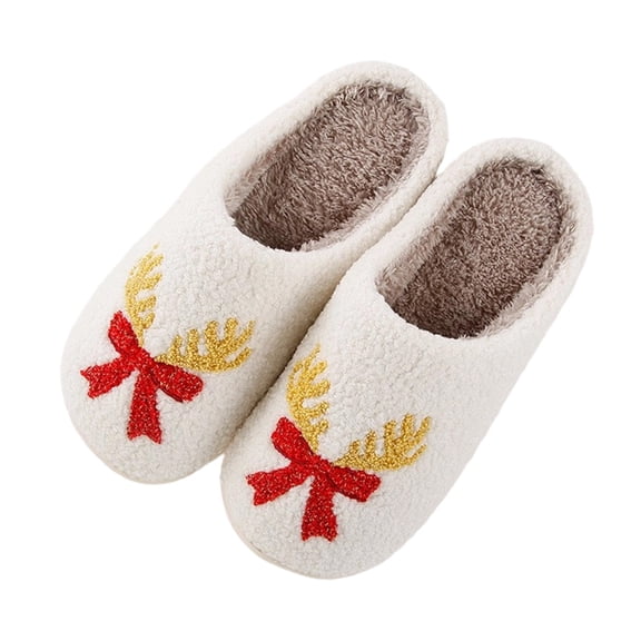 Taqqpue Christmas Slippers for Women Indoor Fluffy House Slippers Non-slip Fuzzy Flat Slides Perfect Soft Plush Comfy Warm Slip-On Cute Womens Slippers Winter Closed Toe Slippers Women