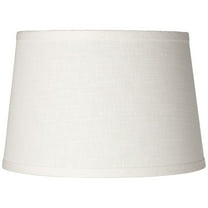 Springcrest White Linen Small Drum Lamp Shade 10" Top x 12" Bottom x 8" High (Spider) Replacement with Harp and Finial