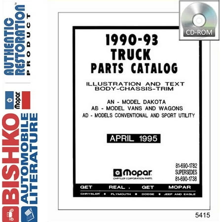 Truck Oem Parts Cd - Bishko OEM Digital Repair Maintenance Parts Book CD for Dodge Truck All Models 1990 - 1993