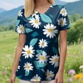 thumbnail image 4 of mgoYE Women Scrub Tops Printed Holiday Scrub Tops for Women Short Sleeve V-neck Stretchy Workwear Cute Printed 2 Pockets Scrub Shirt(Dark Blue,2XL), 4 of 9