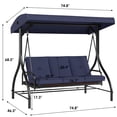 thumbnail image 3 of Arlopu 3-Seat Patio Swing Chair, Outdoor Converting Canopy Swing Glider Patio Hammock w/ Removable Cushions, Blue, 3 of 12