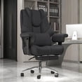 thumbnail image 3 of Big & Tall Leather Executive Office Chair with Foot Rest - Wide Ergonomic -Back Reclining Computer Chair for Heavy People  Swivel Wheels & Padded Lumbar Support, 3 of 3
