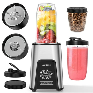 AUOSHI 1000W Personal Blender for Smoothies and  Shakes, Smoothie Maker with 6 Blades, 2*23 oz Cups, 1*10oz Grind Cup, Portable Blenders for Kitchen