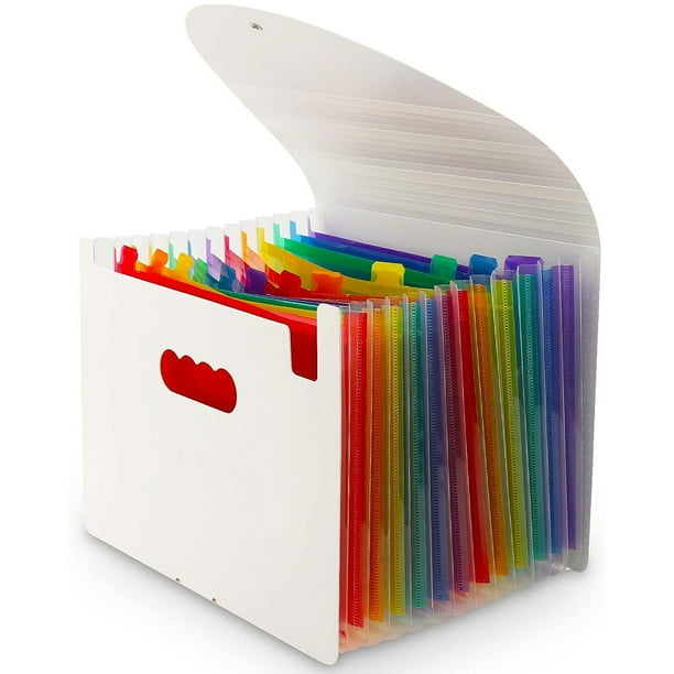 Desiderio 1 bolsa de almacenamiento de archivos Hebilla de cable de almeja de 24 paneles Carpeta de clasificación multicapa Bolsa de almacenamiento de archivos PP Bolsa de archivos,Blanco