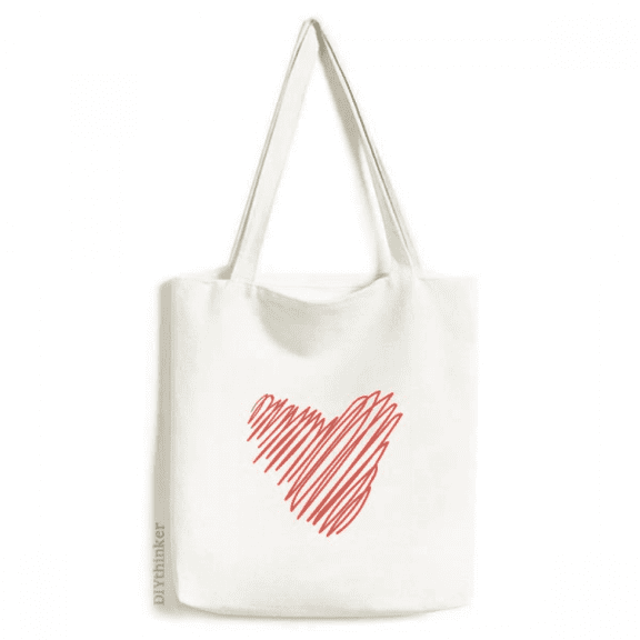 Heart Red Line Sketch Valentine's Day Tote Canvas Bag Shopping Satchel Casual Handbag