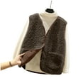 thumbnail image 7 of adviicd Womens Sherpa Vest Sleeveless Fleece Jacket Fuzzy Warm Outerwear Button Down Winter Vests Lightweight Soft Clothes (Coffee, 3XL), 7 of 7
