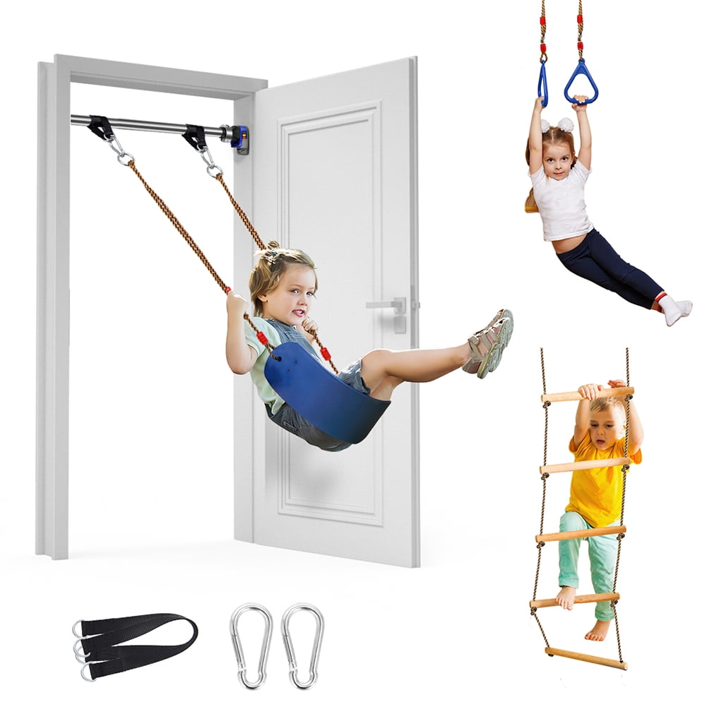 Trapeze Bar for Kids Adults Max 440Lbs Indoor Playground w/ Belt Swing Ladder 