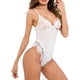 thumbnail image 3 of Body de encaje con pestañas sexy para mujer Ropa interior de rayas de malla Ropa de dormir, Blanco, S AweSitey XX000173-02, 3 of 7