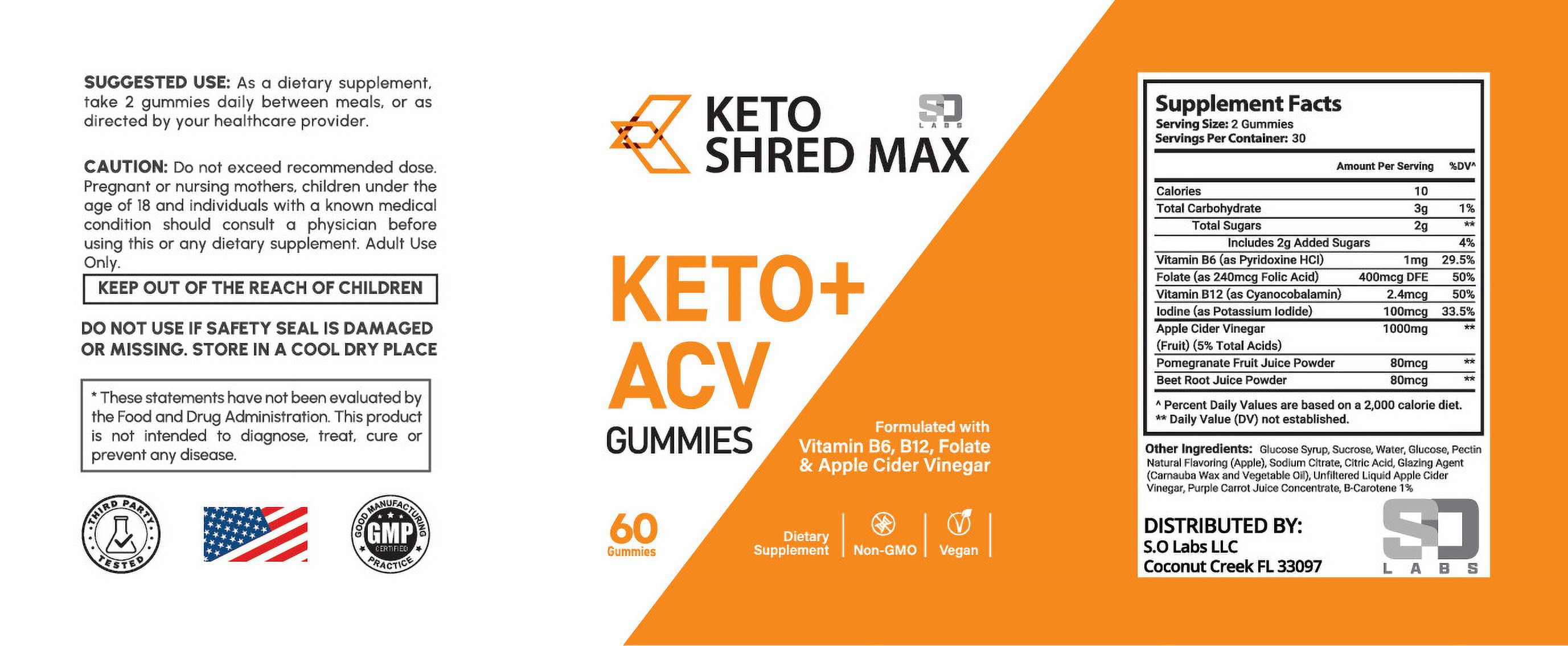 (3 Pack) Keto Shred Max ACV Gummies Advanced Formula 1000mg Keto+ACV Apple Cider Vinegar Supplement for Health and Wellness with Folate Vitamin B6 and B12,  Beet Root and Pomegranate (180 Gummies)