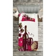 thumbnail image 3 of Ambesonne Wine Quilted Bedspread Set 2 Pcs, Vintage Abstract Sketch, Twin Size, Olive Green Hot Pink, 3 of 3