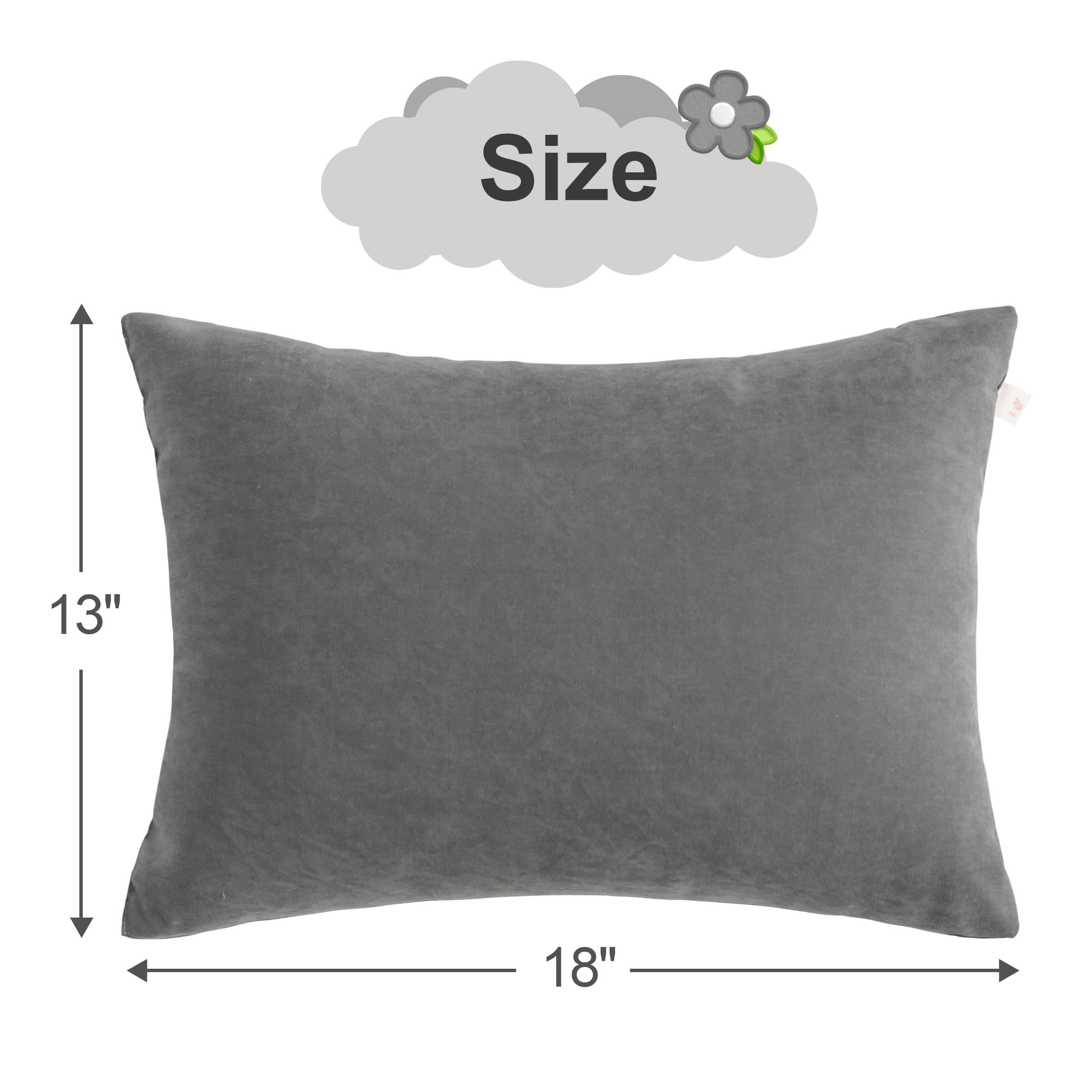 Flxxie 2 Pack Microfiber Soft Toddler Pillows for Sleeping, Small Kids Travel Pillows, Machine Washable, Perfect for Toddler Bed, 13" x 18", Dark Gray