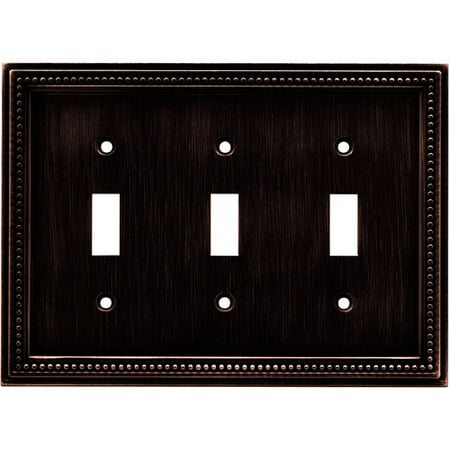 Brainerd 64408 Beaded Triple Toggle Switch Wall Plate / Switch Plate / Cover, Venetian Bronze