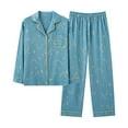 thumbnail image 1 of Pyjama Femme Automne et Hiver Manches Longues Col à Revers Gilet Ensemble Pantalon Grande Taille Tenue d'Intérieur, 1 of 2