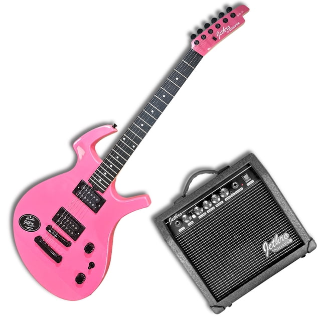 Paquete Guitarra Electrica Jethro Series By Steelpro 040-sk Color Rosa chicle