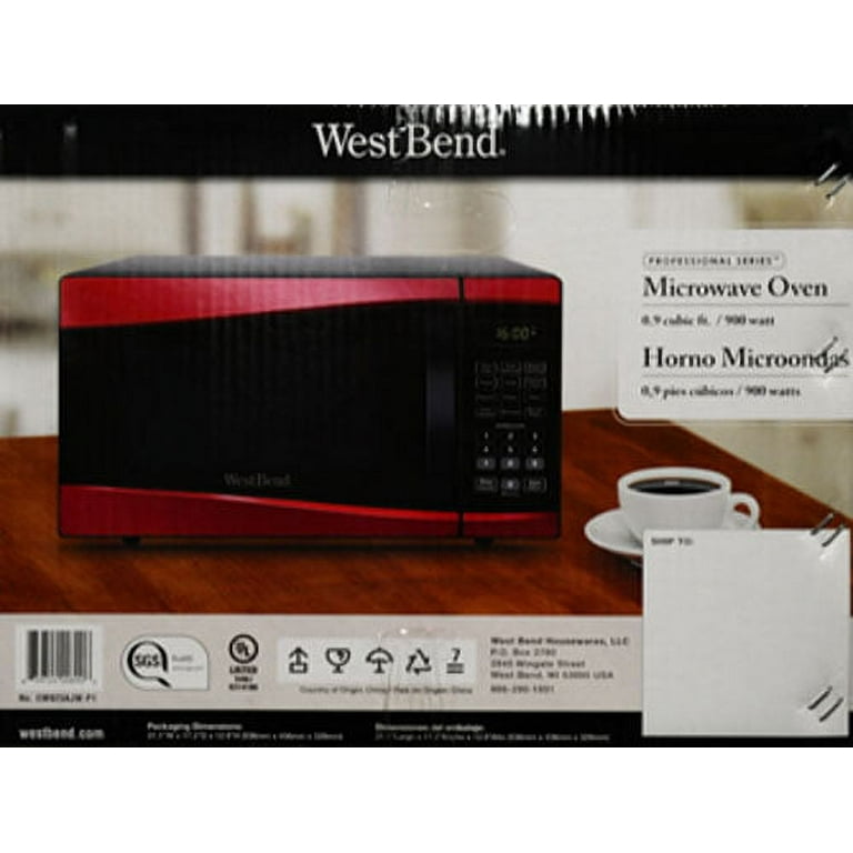 West Bend WBMW92B Microwave Oven 900-Watts Compact with 6 Pre Cooking  Settings, Speed Defrost, Electronic Control Panel and Glass Turntable, Black