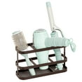 thumbnail image 6 of mDesign 3-Section Oval Bathroom Wall Mounted Hair Tool Storage Organizer - Metal Accessory Basket - Hanging Holder for Hair Dryer, Straightener, and Curling Iron - Carson Collection - Bronze, 6 of 8