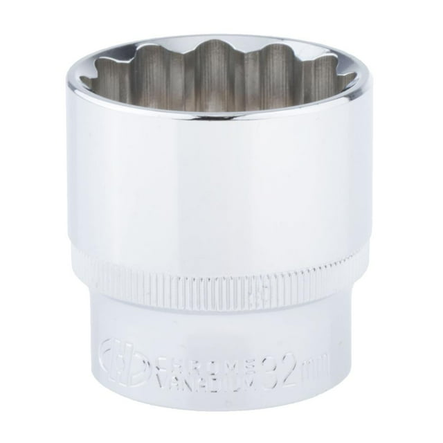 1/2'' 12pt Punta de Enchufe Fabricado en Acero al Cromo Vanadio con ACabado en Cromo para Mayor Resistencia y Durabilidad 32mm DYNWAVEMX Zócalo de 12 puntos métrico